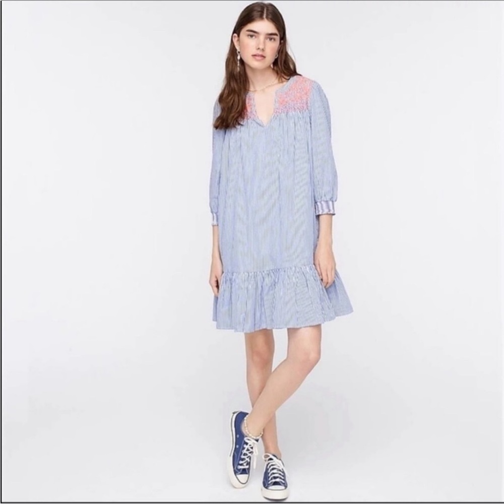 J. Crew Embroidered Smocked Popover NWT
